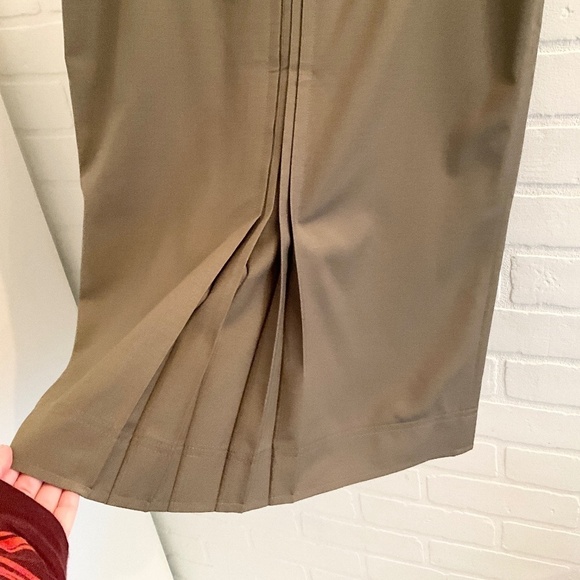 Club Monaco Skirt Column Pleated Tan Beige Olive Green Wool blend Lined Sz 4 - Picture 5 of 16